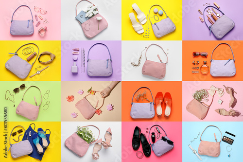 Collage of stylish woman's ...