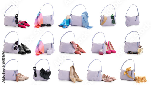 Collage of stylish woman's ...