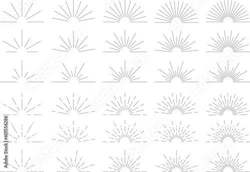 線型サンバーストのベクターイラストセット