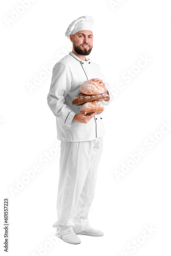 Male baker with loaves of f...