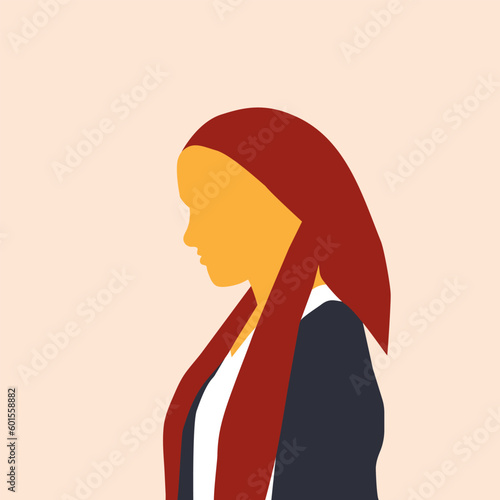 Illustration of orthodox jewish woman wearing scarf