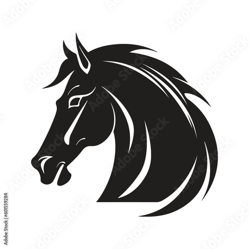 simple horse, vintage logo line art concept black and white color, hand drawn illustration © Artcuboy