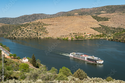 Viewpoint of Arnozelo allows to see a vast landscape on the Douro and its man-made slopes. Douro Region, famous Port Wine Region, Portugal.