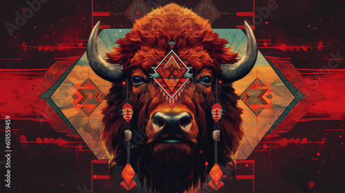 Native Buffalo created with Generative AI Technology, ai, generative