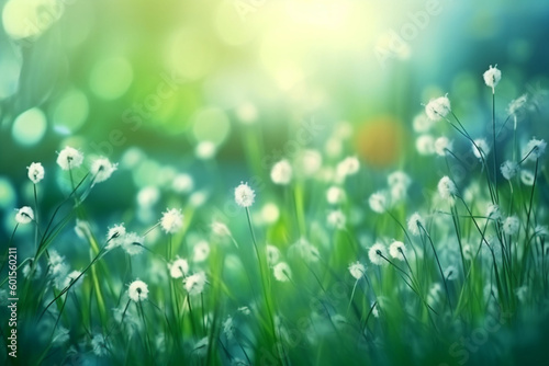 Spring background blurholiday wallpaper, Mesmerizing Wild Flowers in a Lush Field, Generative AI