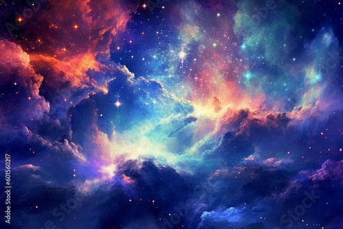 Universe filled with stars nebula and galaxy, Exploring the Beauty of Stars and Nebula, Journey to the Cosmic Universe, Generative AI