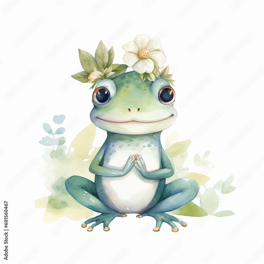 Fototapeta premium 水彩イラストカエル