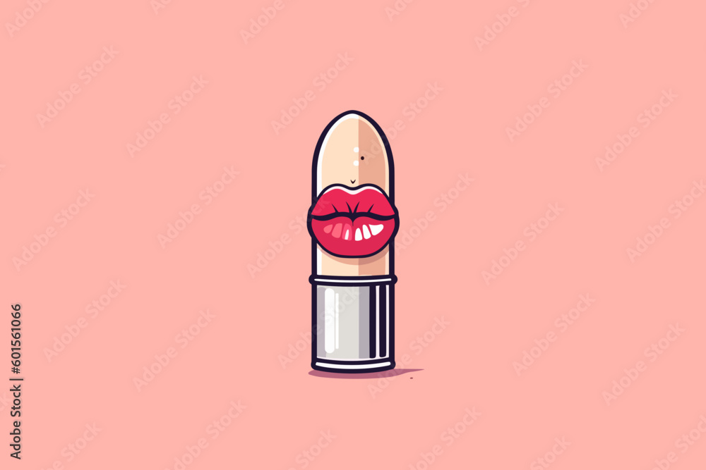 Doodle inspired Lip balm, cartoon sticker, sketch, vector, Illustration Stock Vector Adobe Stock