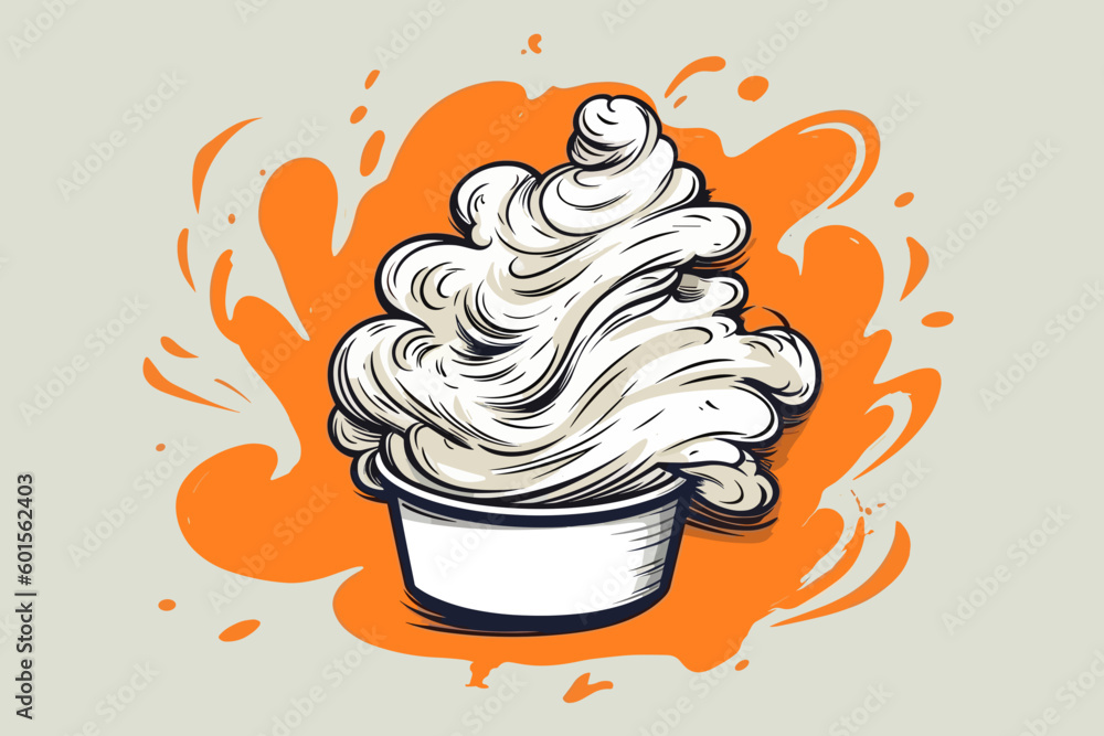 Doodle inspired Shaving cream, cartoon sticker, sketch, vector