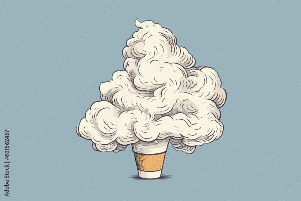 Doodle inspired Shaving cream, cartoon sticker, sketch, vector