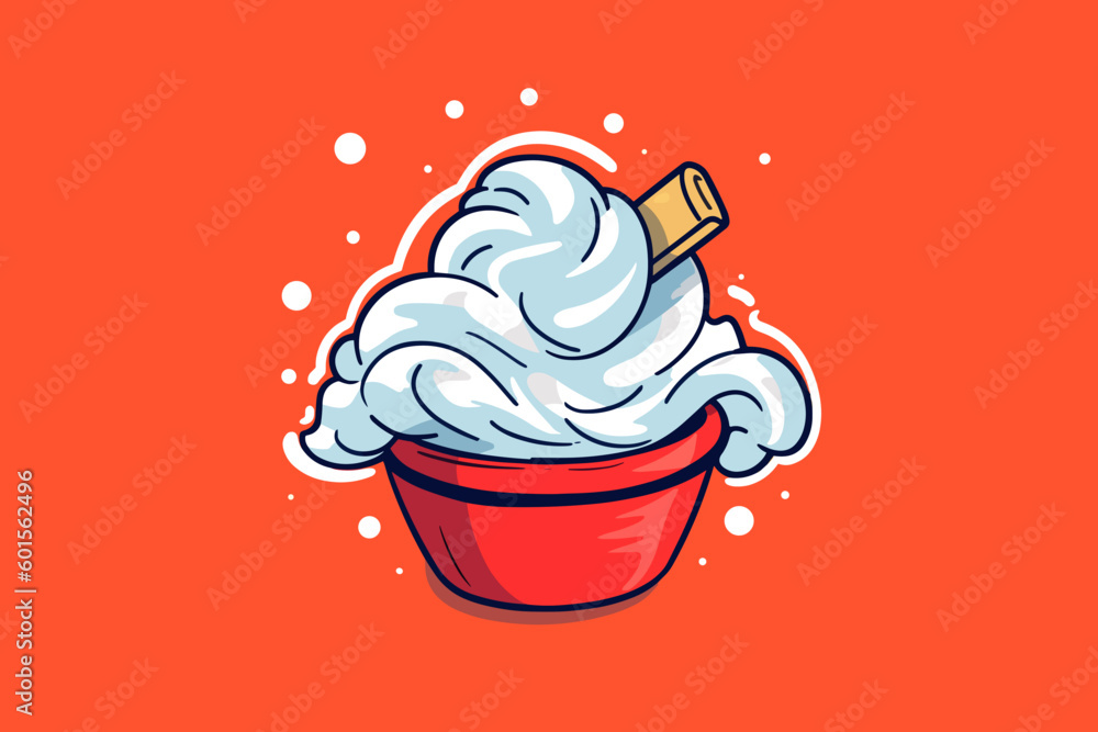 Doodle inspired Shaving cream, cartoon sticker, sketch, vector