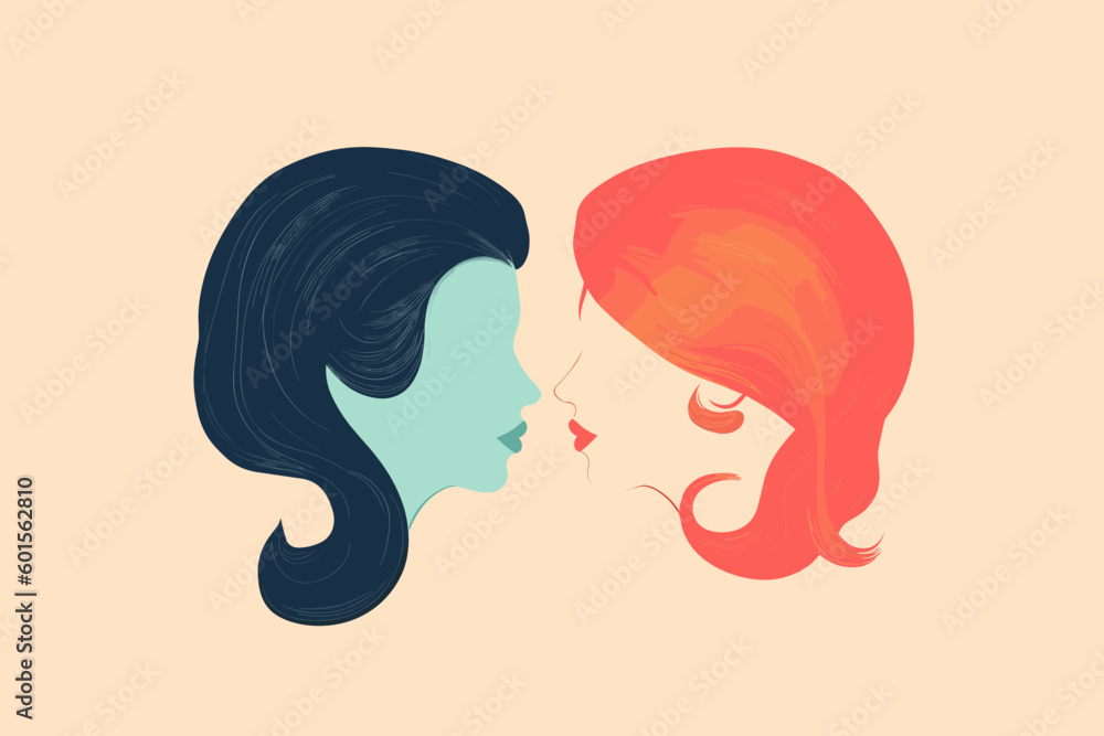 Doodle inspired Hair dye, cartoon sticker, sketch, vector, Illustration