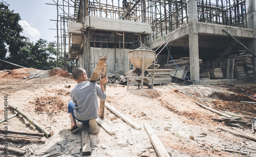 Child labor, children are forced to work construction, Violence children and trafficking concept, Anti-child labor, Rights Day on December 10 Child labor, children are forced to work construction, Violence children and trafficking concept, Anti-child labor, Rights Day on December 10