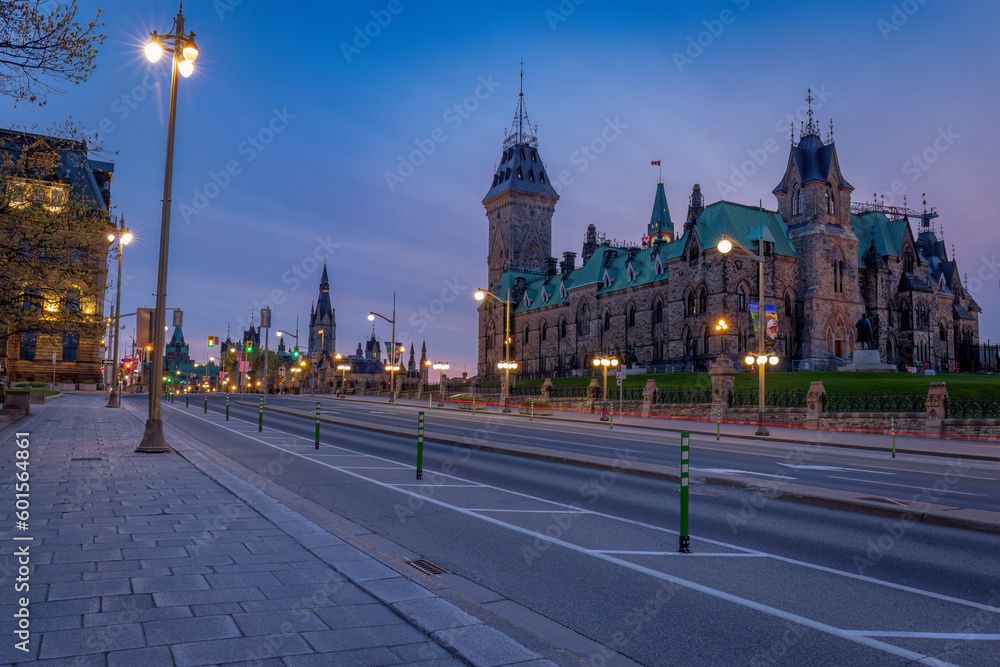 Ottawa's Parliament Hill seen from Wellington Street
