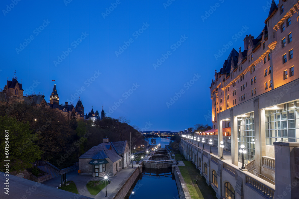 Ottawa Rideau Canal Locks between Parliament Hill and Chateau Laurier