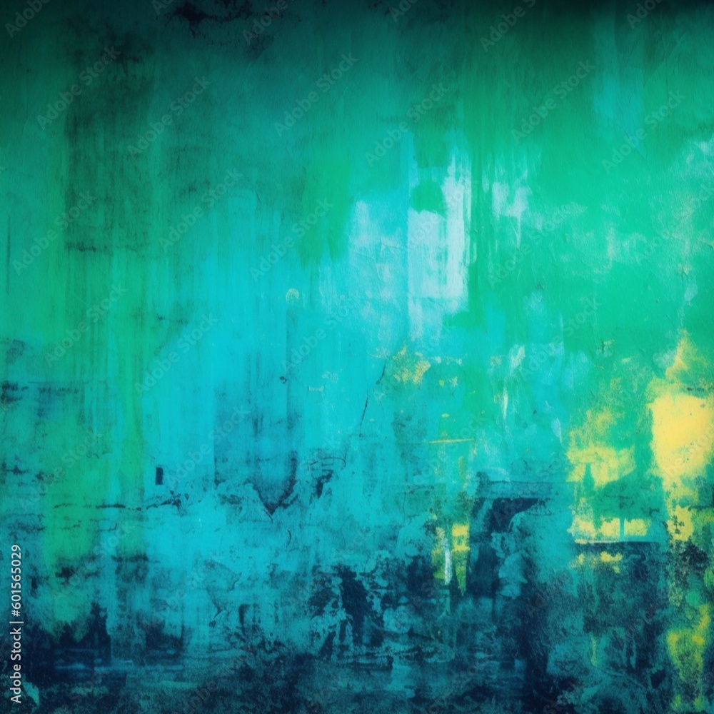 Obraz premium a color-painted wall, blue-green, turquoise background. The background is a mesmerizing combination of deep blues and vibrant greens, reminiscent of a tropical paradise. The photo captures the essence