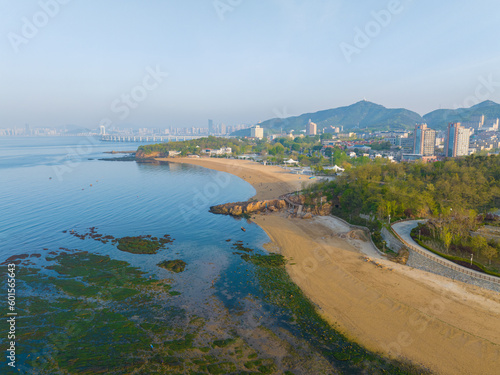 Spring seaside scenery of Binhai Road in Dalian, Liaoning province, China