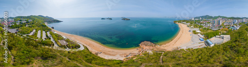 Spring seaside scenery of Binhai Road in Dalian, Liaoning province, China photo