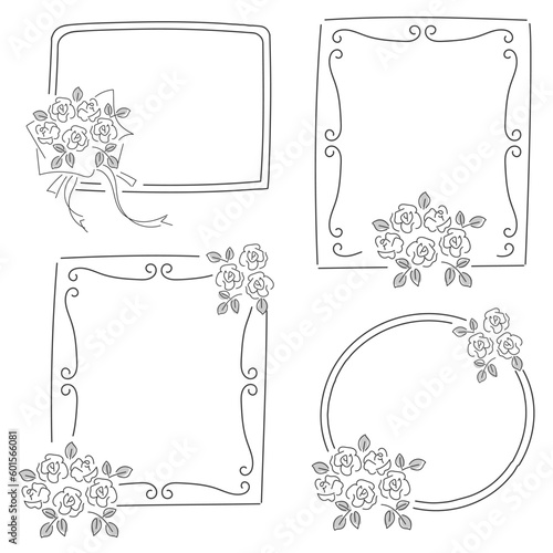 バラの花をあしらったフレームセット