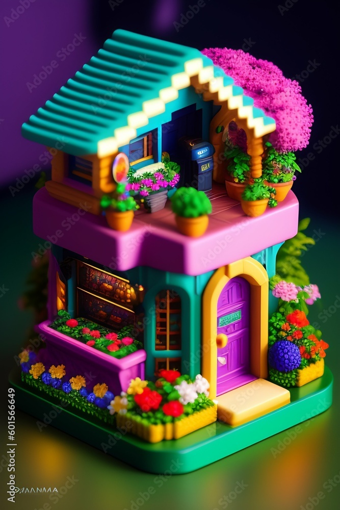 isometric diorama, 8-bit, overflowing flower shop, particle effects, 2.2 gama, sony a7r7, Tamron 10-24mm f/3.5-4.5, ISO 3200, extremely detailed, 8k texture, lots of flowers and vibrant Generative AI 