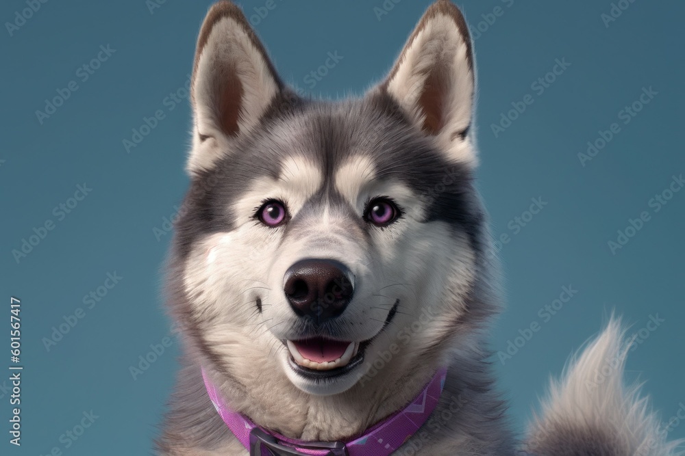 Portrait of a beautiful dog breed husky close-up. AI generated, human enhanced