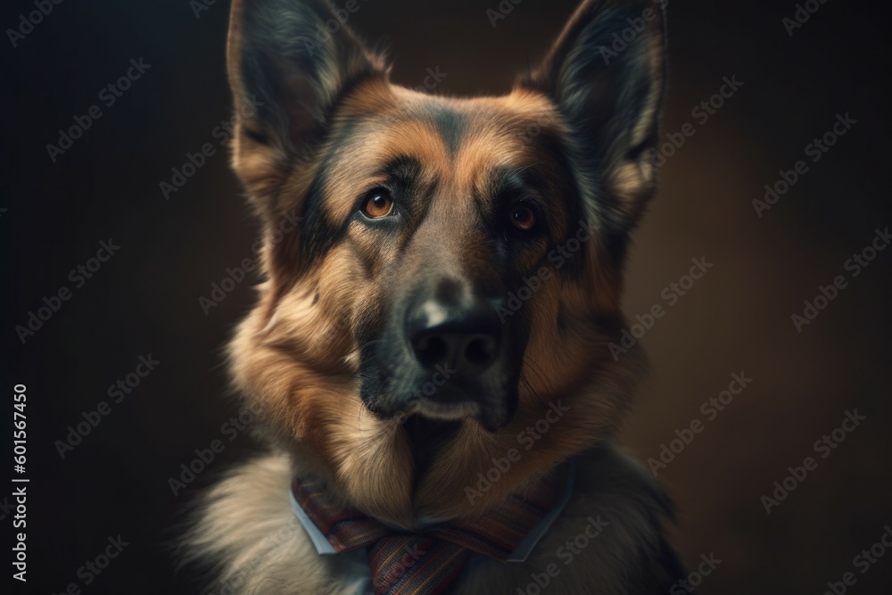 Anthropomorphic German Shepherd dog dressed in a suit like a businessman. business concept. AI generated, human enhanced