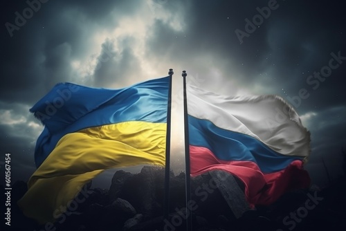 Abstract background of confrontation between Russia and Ukraine. AI generated, human enhanced © top images