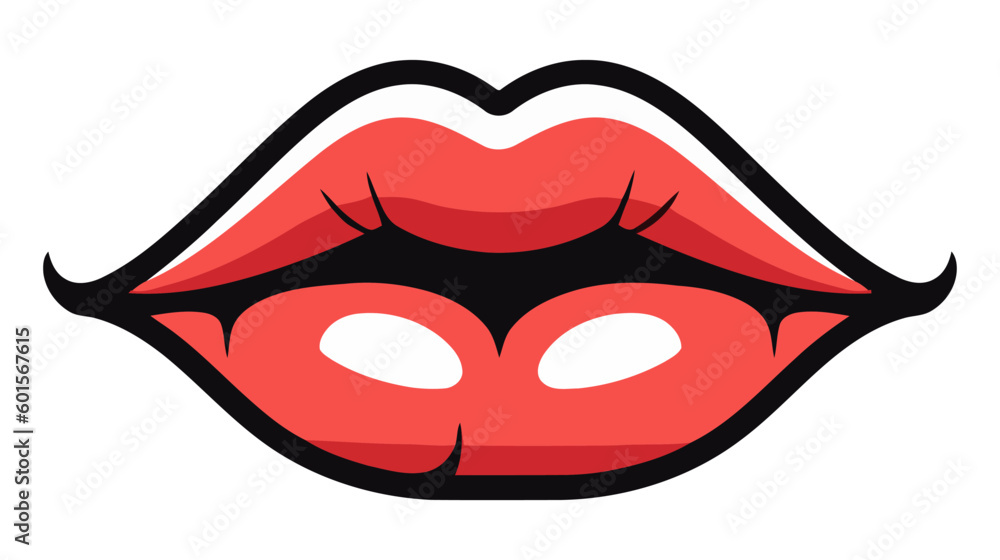 Red female lips isolated on a white background. Vector illustration.