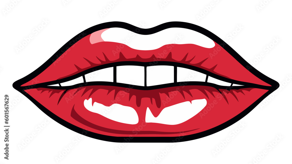 Red female lips isolated on a white background. Vector illustration.