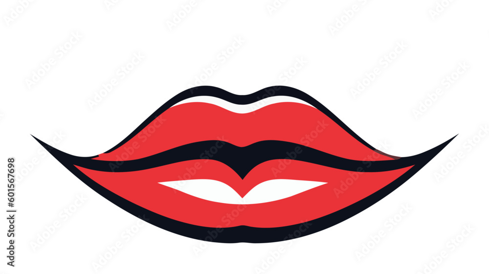 Red female lips isolated on a white background. Vector illustration. Red female lips isolated on a white background. Vector illustration.