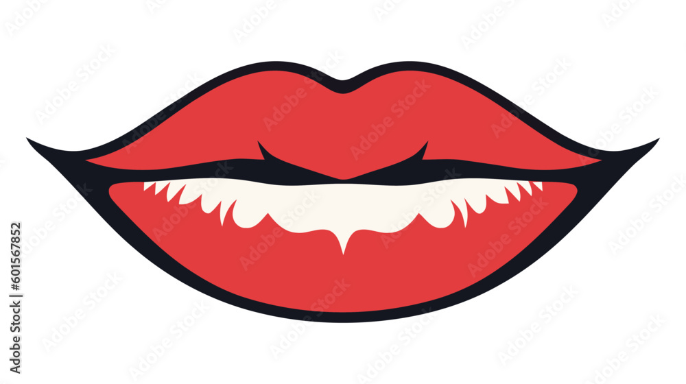 Red female lips isolated on a white background. Vector illustration.