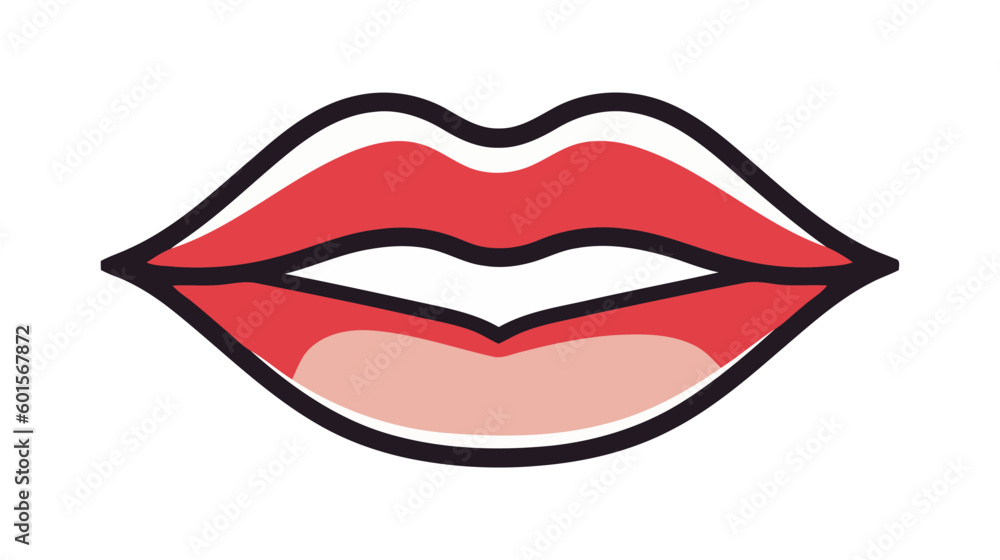 Red female lips isolated on a white background. Vector illustration. Red female lips isolated on a white background. Vector illustration.