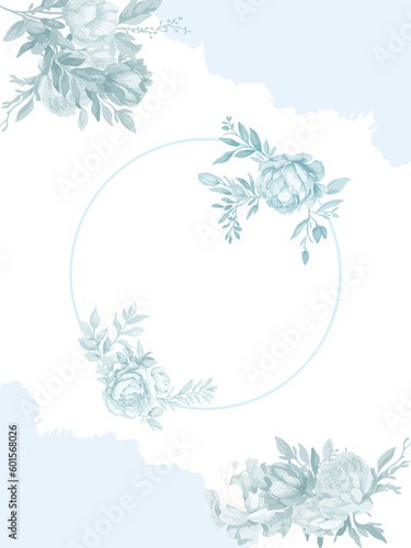 blue flower frame design vector