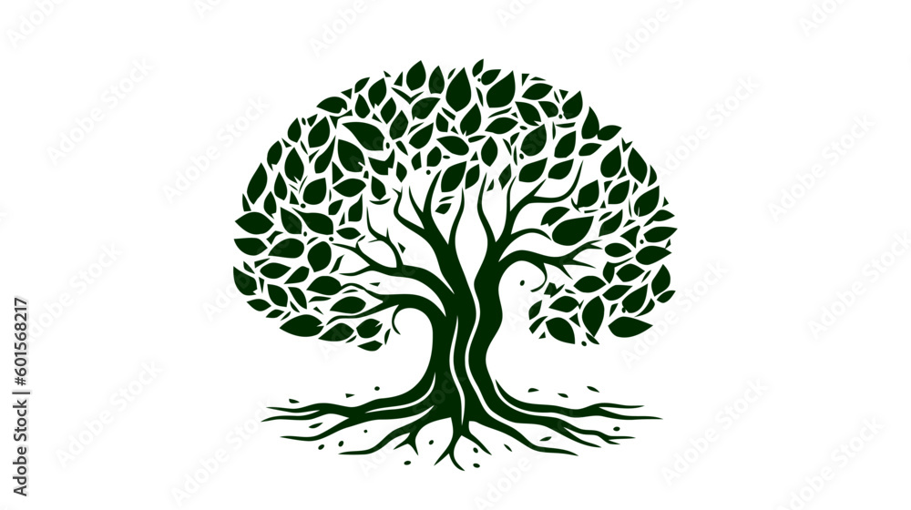 Fototapeta premium Tree vector icon, logo. Nature trees vector illustration logo design on white background