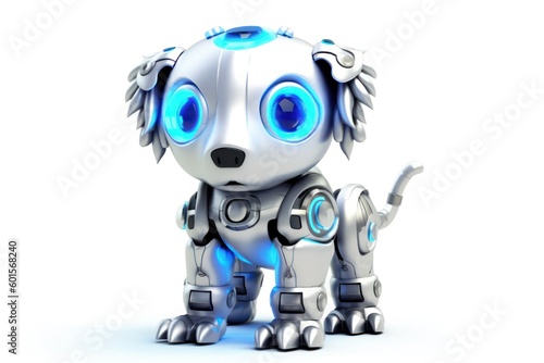 Lion White Background Cybernetic Robot Pet With Copy Space Generative AI