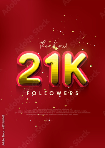 Elegant thanks for 21k followers, design for social media posts.