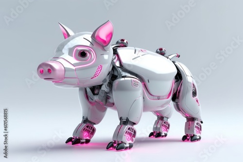 Boar Grey Background Robot Pet And Copy Space Generative AI © Johnathan