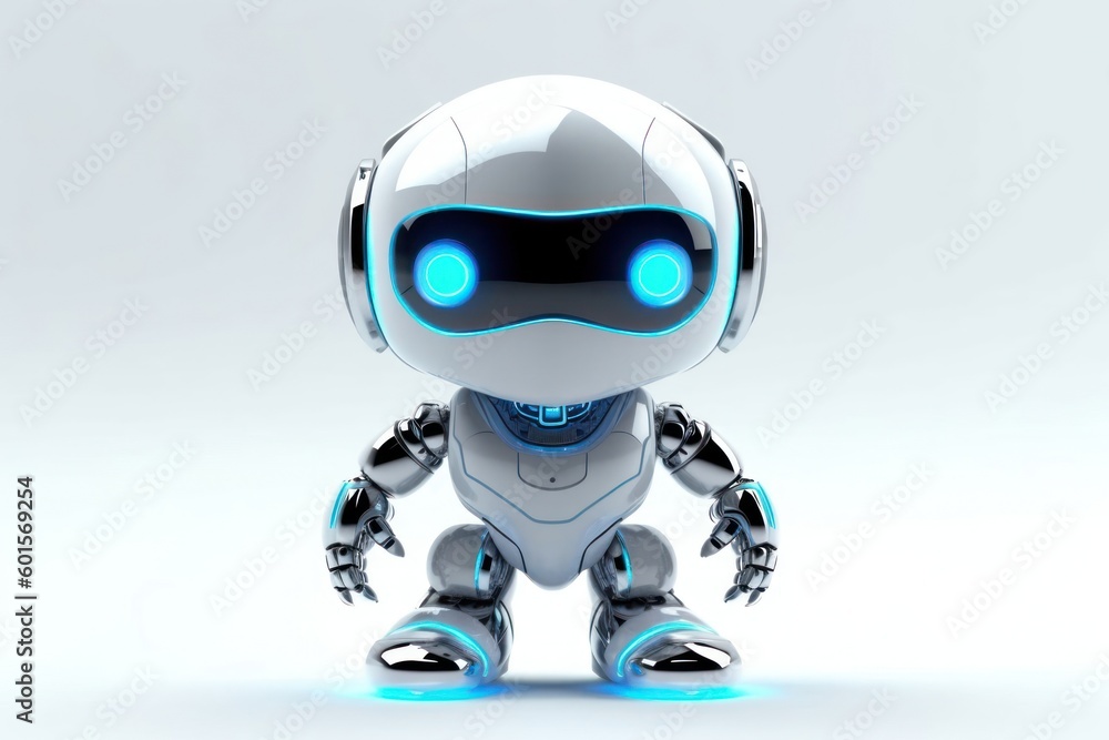 Naklejka premium Silver Robot Cybernetic Robot Suit Background With Copy Space Generative AI