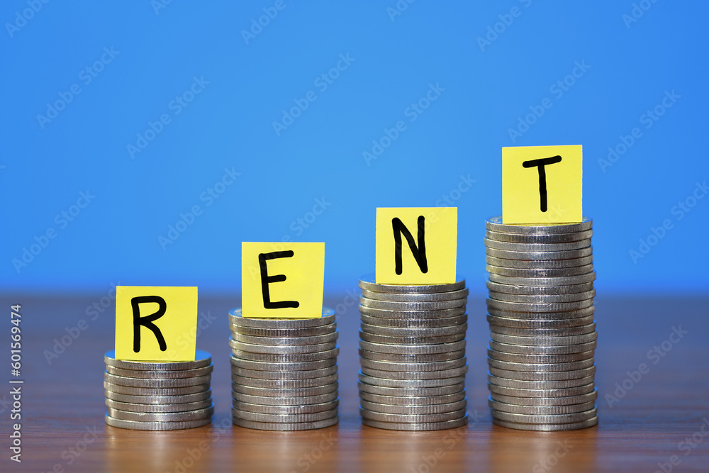 200 For Rent Coin Row of growing stack of coins, illustrating the increasing cost of ...