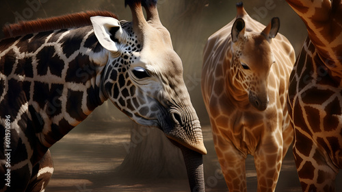 AI Generative art of hybrid animals elephants,giraffes amd rhinoceros © alhaitham