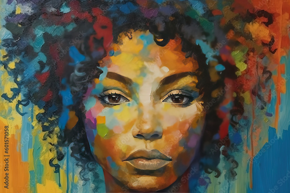 illustration of a black woman with the pride colors