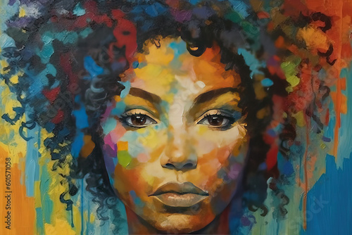 illustration of a black woman with the pride colors