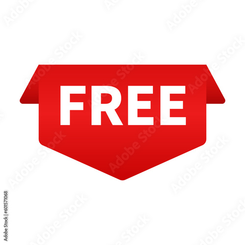 Free Label In Red Gradient Color And Unique Shape For Advertisement
