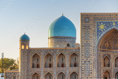 Awesome blue dome of the Tilya-Kori Madrasah in Samarkand