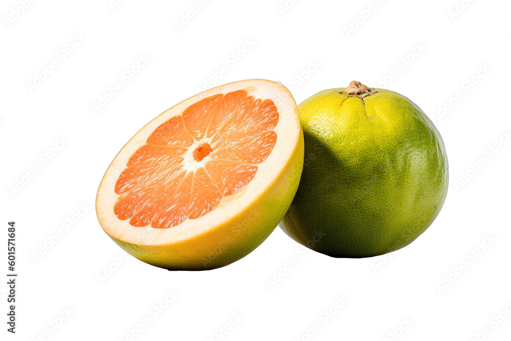 Pomelo fruit with green leaf on isolated white background PNG Pomelo fruit with green leaf on isolated white background PNG