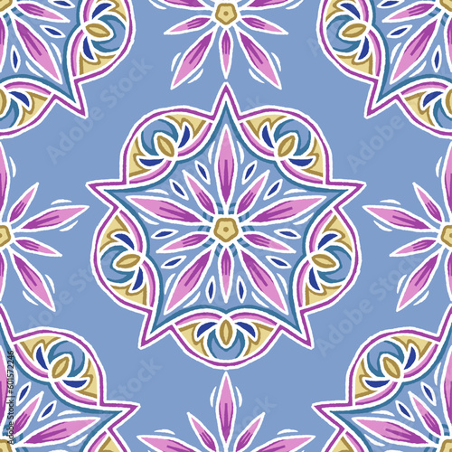 SEAMLESS HAND DRAWN BAROQUE KALEIDOSCOPE GEO GEOMETRIC BOHO SKETCH DOODLE PRETTY FLORAL PATTERN SWATCH