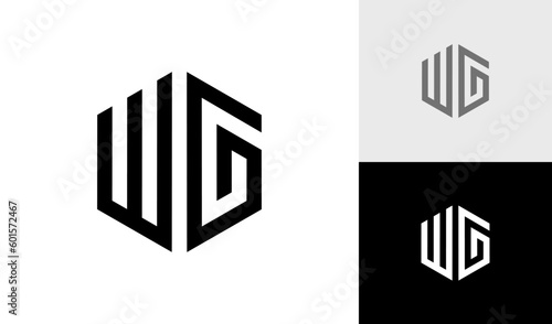 Letter WG initial hexagon monogram logo design