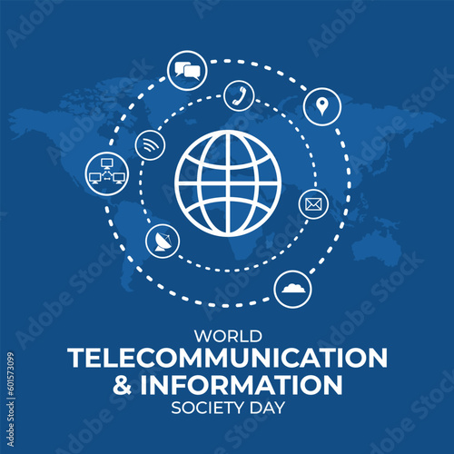 World telecommunication and information society day with mobile and internet network vector illustration