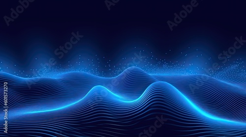 Dot blue wave light screen gradient texture background. Abstract technology big data digital background. 3d rendering