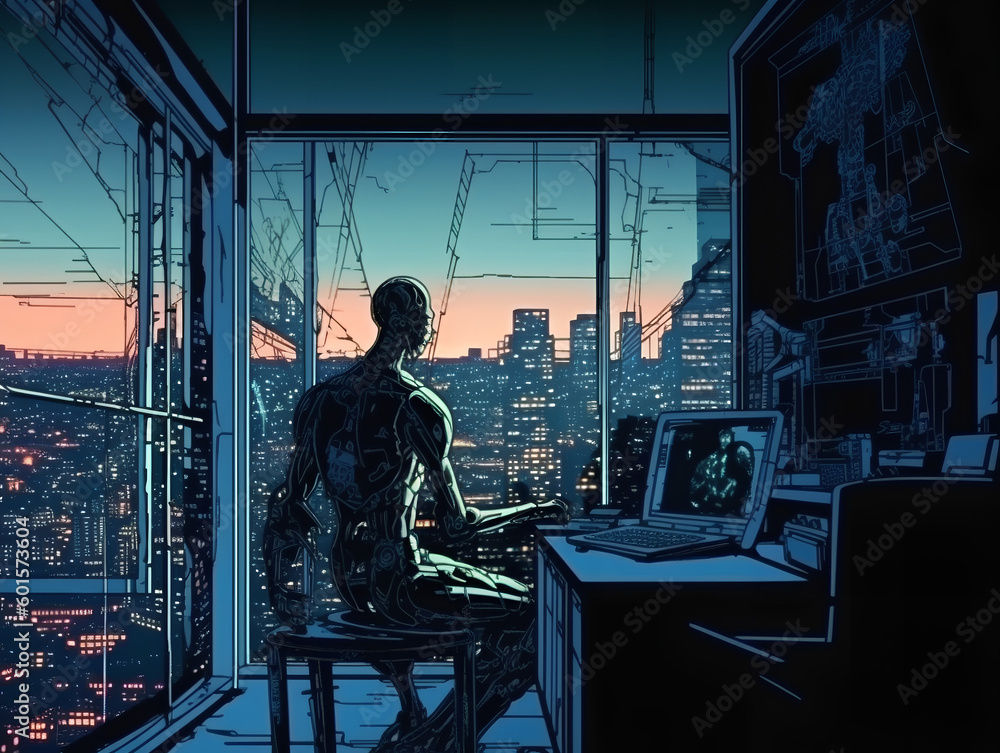 A depressing future society where AI robots work A depressing future society where AI robots work